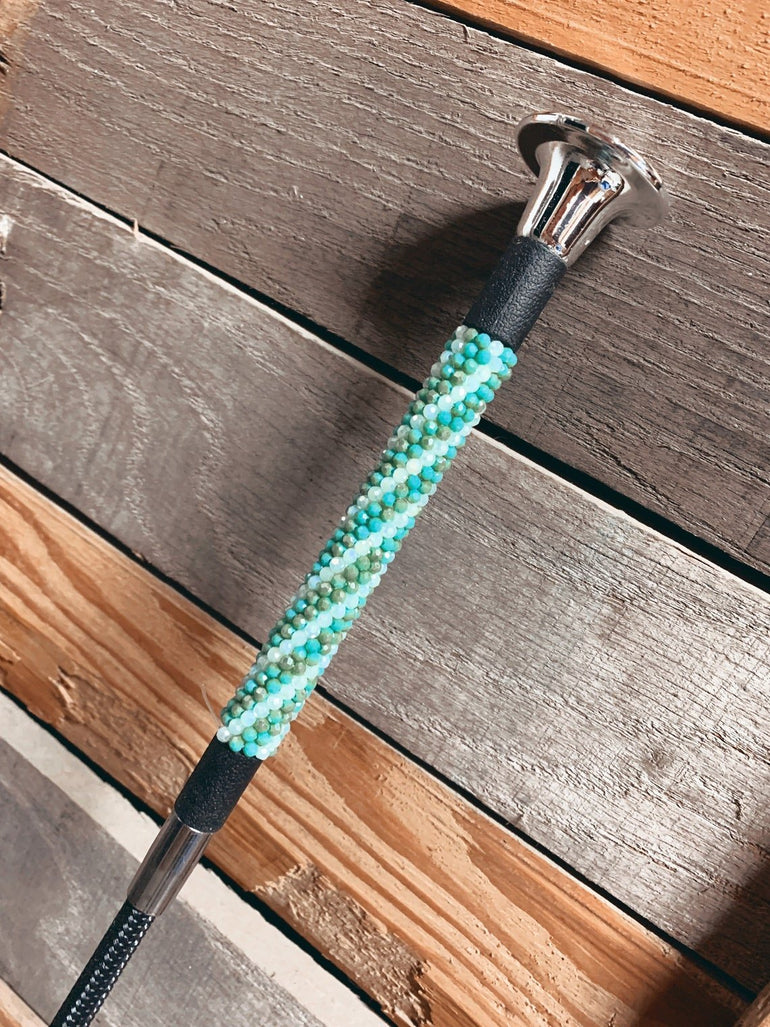 Spiral Pattern Beaded Dressage Whip - Custom Colors - Equiluxe Tack