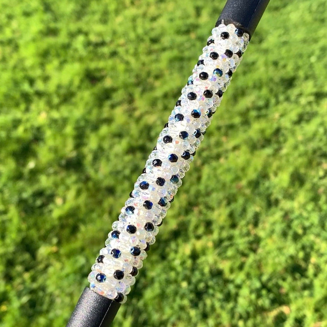 Spotted Pattern Beaded Dressage Whip - Equiluxe Tack