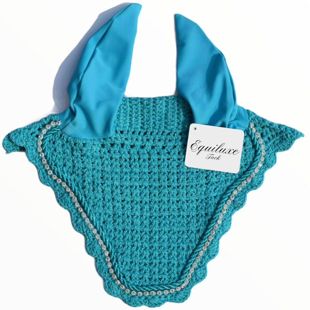 Teal Blue Bling Fly Bonnet - Equiluxe Tack