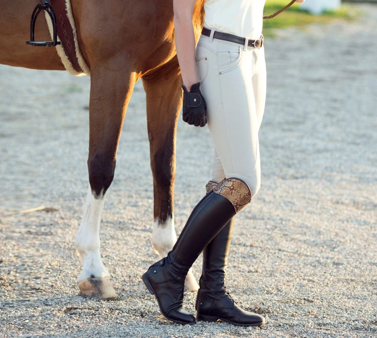 The Lisbon Gold Snakeskin Boot Crown Toppers - Equiluxe Tack