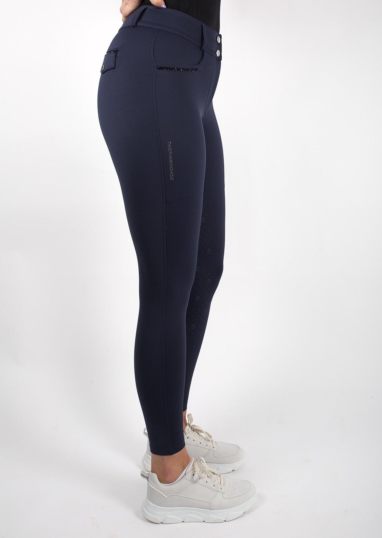 The Pink Horse Signature Riding Tights - Navy - Equiluxe Tack