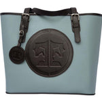 Tucker Tweed Leather Handbags Sky/Dark Chocolate The James River Carry All: Signature