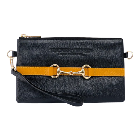 Tucker Tweed Leather Handbags Black/Gold SCAD The Wellington Wristlet