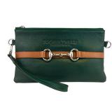 Tucker Tweed Leather Handbags Hunter Green/Chestnut The Wellington Wristlet