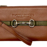 Tucker Tweed Leather Handbags Saddle Brown/Olive The Wellington Wristlet
