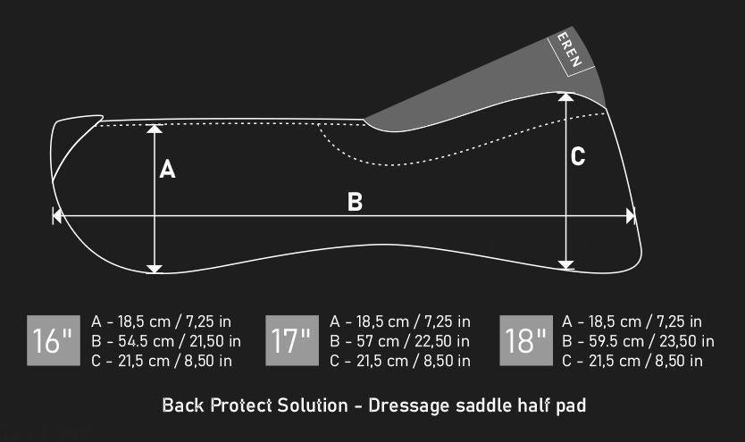 Winderen Dressage Half Pad - 10mm or 18mm - Charcoal - Equiluxe Tack